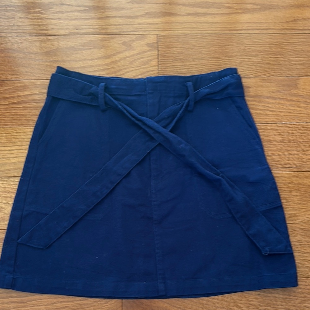 Harper Blue A-Line Mini Skirt with Tie Front